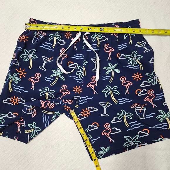 Chubbies Mens Neon Tropical Flamingo Palm Tree Swim Trunks Navy Blue XXL - Picture 9 of 11